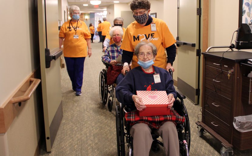 BVMs Mary McElmeel And Rosemary Surby Are Escorted To Their New Rooms At Mount Carmel Bluff.