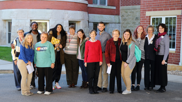 Clarke University students met with sisters at Mount Carmel. The students interviewed the sisters on topics such as their life as a BVM, their views of the church, and experiences in their lives.
