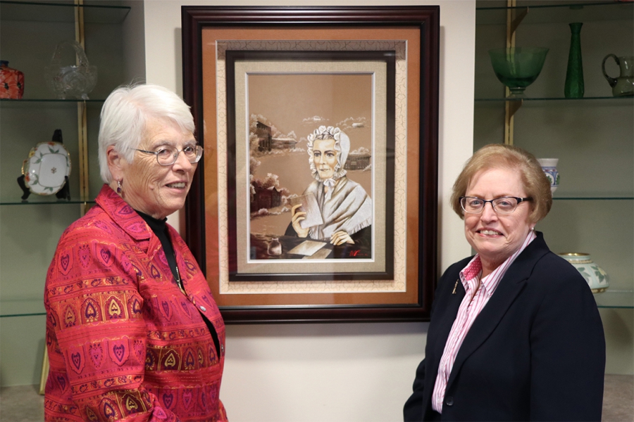 As a token of their appreciation, IHMs commissioned a silk embroidery of BVM foundress Mary Frances Clarke.