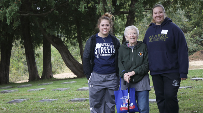Clarke University students accompany Nancy (Josephine Mary) McCarthy, BVM to the Mount Carmel cemetery.