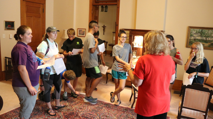 A youth ministry group from St. Anthony and Holy Spirit Parishes in Dubuque had a chance to learn a bit of BVM history by playing Mount Carmel Bingo in the heritage rooms of the Motherhouse.