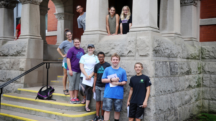 A youth ministry group from St. Anthony and Holy Spirit Parishes in Dubuque spent the morning pulling weeds in the garden at Mount Carmel.