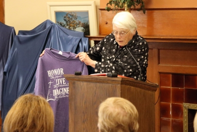 In her greeting, Teri Hadro, BVM shares, "Members of the Mount Carmel community, sisters and staff, are wearing T-shirts that capture (in a few words) the significance of this project; honor the past, live the present, imagine the future."